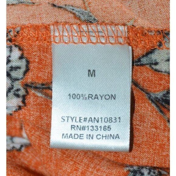 Cute Altar'd State Boho Fall Orange Long Balloon Sleeve Tunic Top Size M Floral - Picture 9 of 10